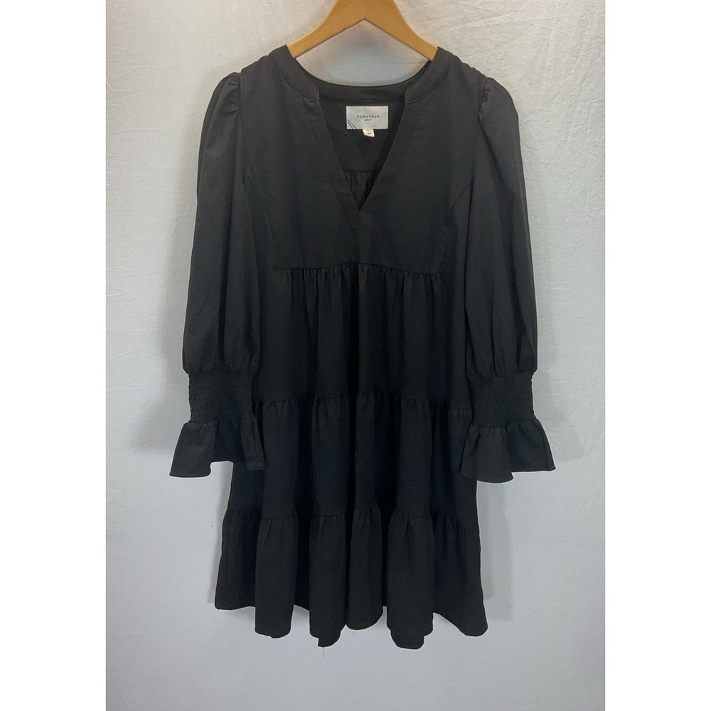 Tuckernuck Pomander Place Mini Dress Black Size LG long sleeve tiered